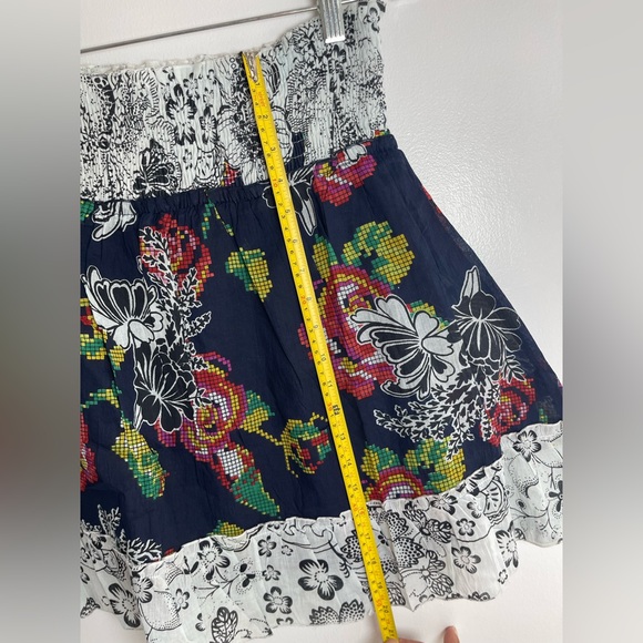 Jasmine Womens Boho Navy Floral Pixel-Print Smocked Mini Skirt Size Small NWT - Picture 11 of 12
